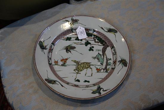 A Chinese famille verte dish, Kangxi period, 38.5cm